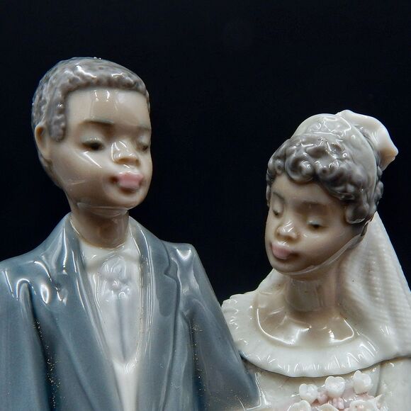 Lladro Black Legacy Collection Wedding Couple 5835 I Do Cake Topper No Box - Picture 6 of 11